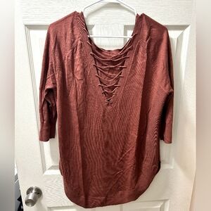 Brown Long Sleeve Tee with Classic Crew Neck